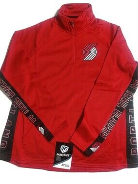 NBA Portland Trail Blazers Hands High MVP Quarter Zip Pullover Womens Size L Red